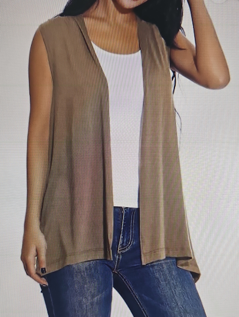 NWT Open-Front Sleeveless OPEN Front Cardigan Vest in Taupe Small Lightweight